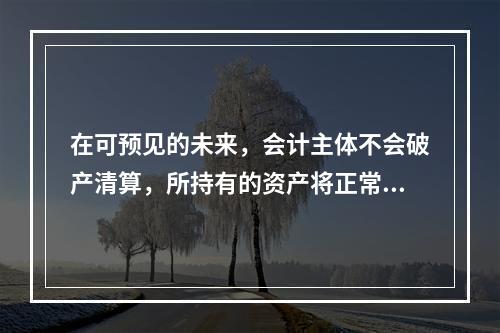 在可预见的未来，会计主体不会破产清算，所持有的资产将正常营运