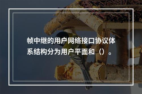 帧中继的用户网络接口协议体系结构分为用户平面和（）。