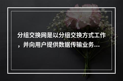 分组交换网是以分组交换方式工作，并向用户提供数据传输业务的电