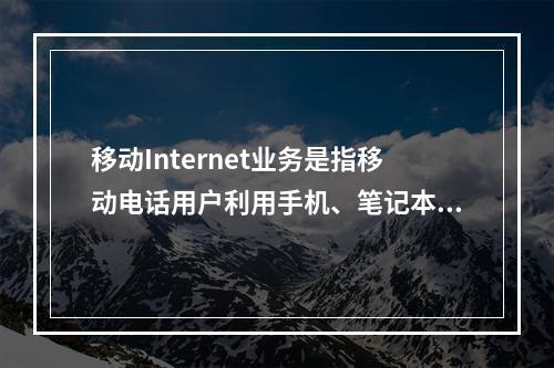 移动Internet业务是指移动电话用户利用手机、笔记本电脑