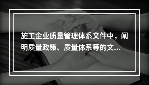 施工企业质量管理体系文件中，阐明质量政策、质量体系等的文件是