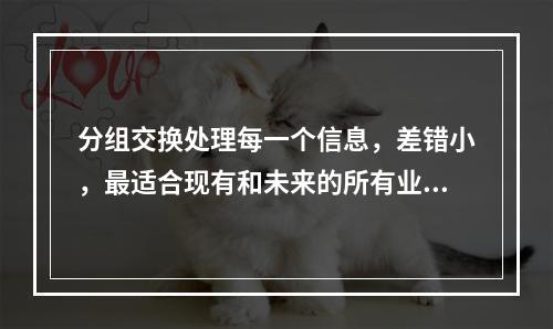 分组交换处理每一个信息，差错小，最适合现有和未来的所有业务。