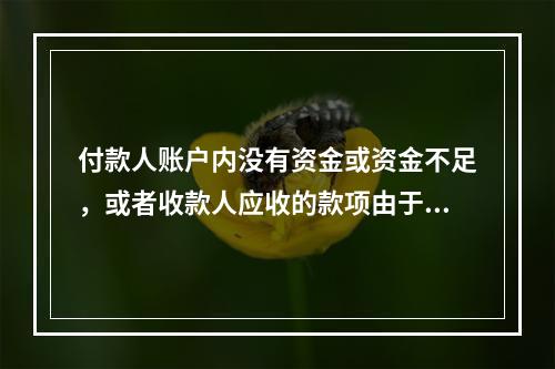 付款人账户内没有资金或资金不足，或者收款人应收的款项由于付款