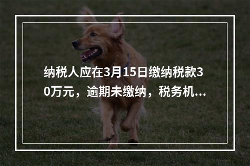 纳税人应在3月15日缴纳税款30万元，逾期未缴纳，税务机关责