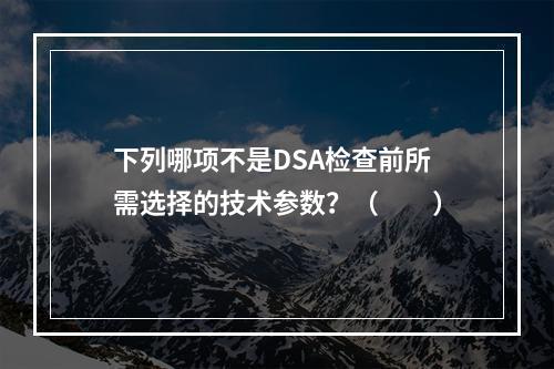 下列哪项不是DSA检查前所需选择的技术参数？（　　）