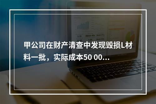 甲公司在财产清查中发现毁损L材料一批，实际成本50 000元