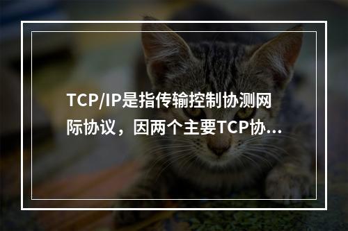 TCP/IP是指传输控制协测网际协议，因两个主要TCP协议和