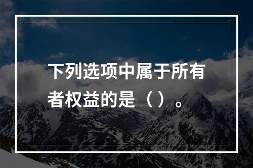 下列选项中属于所有者权益的是（ ）。