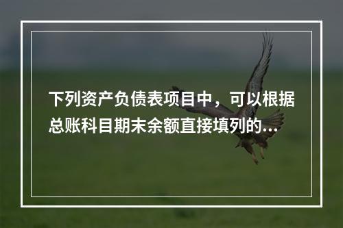 下列资产负债表项目中，可以根据总账科目期末余额直接填列的是（