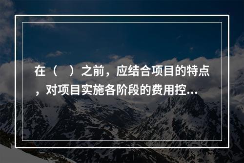 在（　）之前，应结合项目的特点，对项目实施各阶段的费用控制、