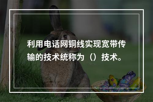 利用电话网铜线实现宽带传输的技术统称为（）技术。