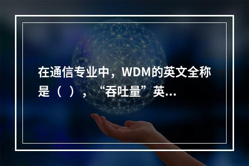 在通信专业中，WDM的英文全称是（   ），“吞吐量”英文通