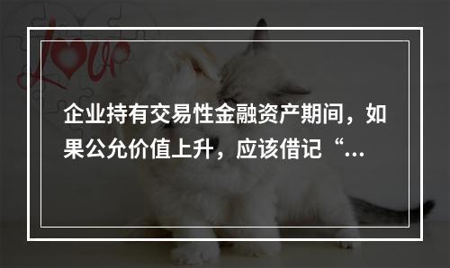 企业持有交易性金融资产期间，如果公允价值上升，应该借记“投资