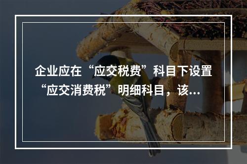 企业应在“应交税费”科目下设置“应交消费税”明细科目，该科目