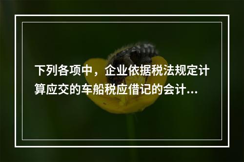 下列各项中，企业依据税法规定计算应交的车船税应借记的会计科目