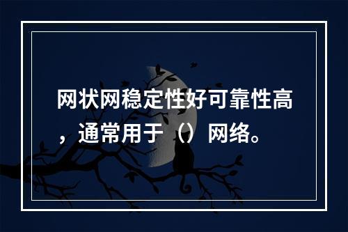 网状网稳定性好可靠性高，通常用于（）网络。