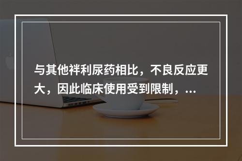 与其他袢利尿药相比，不良反应更大，因此临床使用受到限制，主要