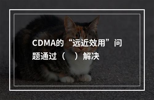 CDMA的“远近效用”问题通过（     ）解决