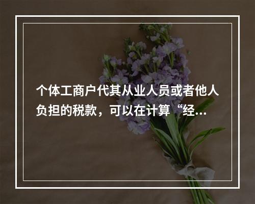 个体工商户代其从业人员或者他人负担的税款，可以在计算“经营所