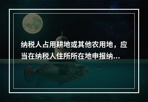 纳税人占用耕地或其他农用地，应当在纳税人住所所在地申报纳税。