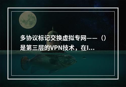 多协议标记交换虚拟专网——（）是第三层的VPN技术，在IP多