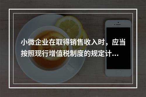 小微企业在取得销售收入时，应当按照现行增值税制度的规定计算应