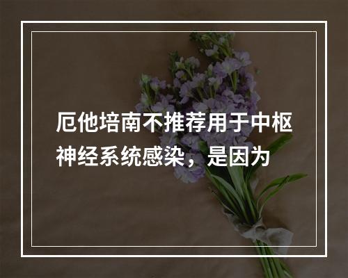 厄他培南不推荐用于中枢神经系统感染，是因为