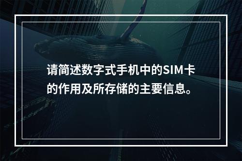 请简述数字式手机中的SIM卡的作用及所存储的主要信息。