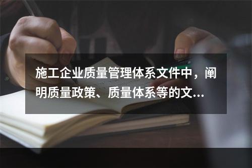 施工企业质量管理体系文件中，阐明质量政策、质量体系等的文件是