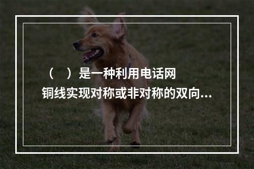 （     ）是一种利用电话网铜线实现对称或非对称的双向高速