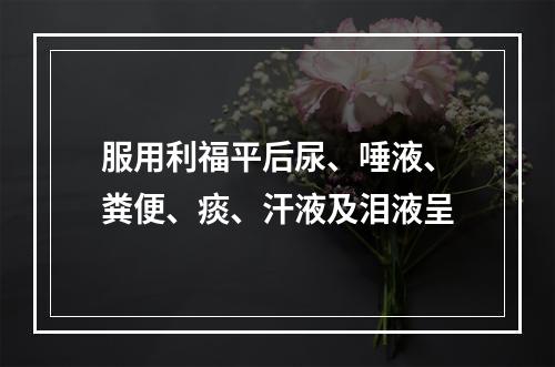 服用利福平后尿、唾液、粪便、痰、汗液及泪液呈