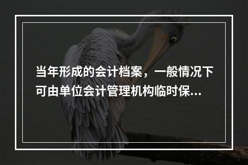 当年形成的会计档案，一般情况下可由单位会计管理机构临时保管（