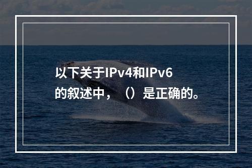 以下关于IPv4和IPv6的叙述中，（）是正确的。