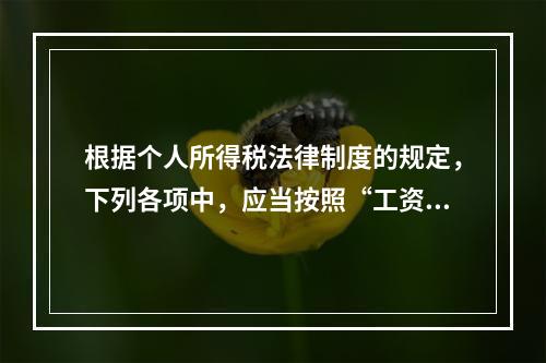 根据个人所得税法律制度的规定，下列各项中，应当按照“工资、薪