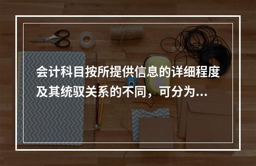 会计科目按所提供信息的详细程度及其统驭关系的不同，可分为（