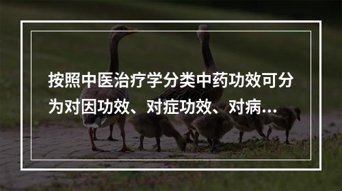 按照中医治疗学分类中药功效可分为对因功效、对症功效、对病证功