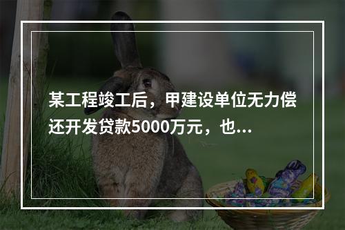 某工程竣工后，甲建设单位无力偿还开发贷款5000万元，也无力