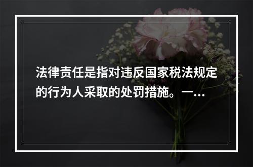 法律责任是指对违反国家税法规定的行为人采取的处罚措施。一般包