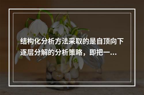 结构化分析方法采取的是自顶向下逐层分解的分析策略，即把一个复