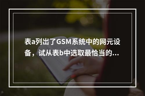 表a列岀了GSM系统中的网元设备，试从表b中选取最恰当的有关