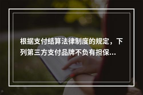 根据支付结算法律制度的规定，下列第三方支付品牌不负有担保功能