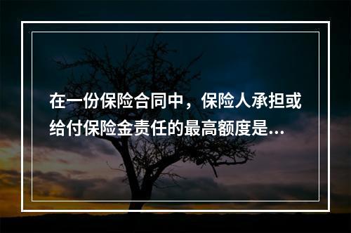 在一份保险合同中，保险人承担或给付保险金责任的最高额度是该份