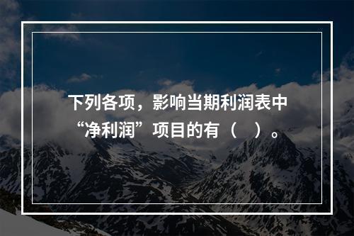 下列各项，影响当期利润表中“净利润”项目的有（　）。