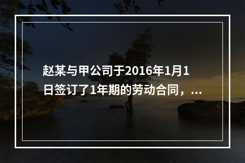 赵某与甲公司于2016年1月1日签订了1年期的劳动合同，20