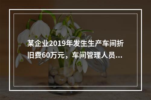 某企业2019年发生生产车间折旧费60万元，车间管理人员工资