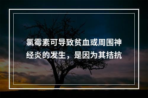 氯霉素可导致贫血或周围神经炎的发生，是因为其拮抗