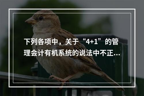 下列各项中，关于“4+1”的管理会计有机系统的说法中不正确的