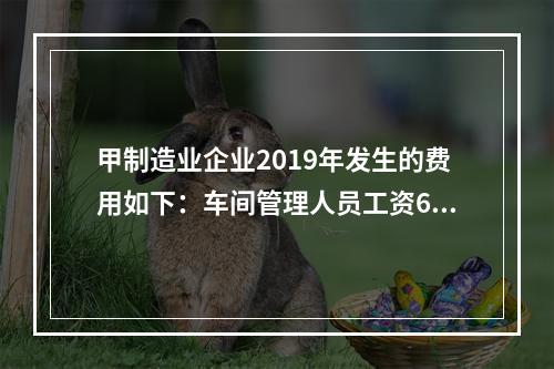 甲制造业企业2019年发生的费用如下：车间管理人员工资60万