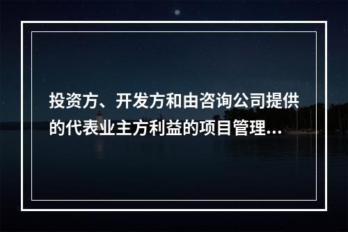 投资方、开发方和由咨询公司提供的代表业主方利益的项目管理服务