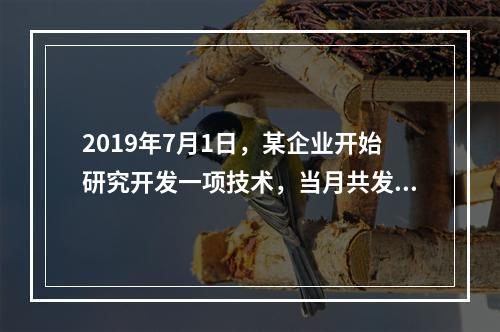 2019年7月1日，某企业开始研究开发一项技术，当月共发生研